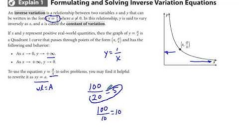 Algebra 2 Chapter 9.1 Inverse Variation