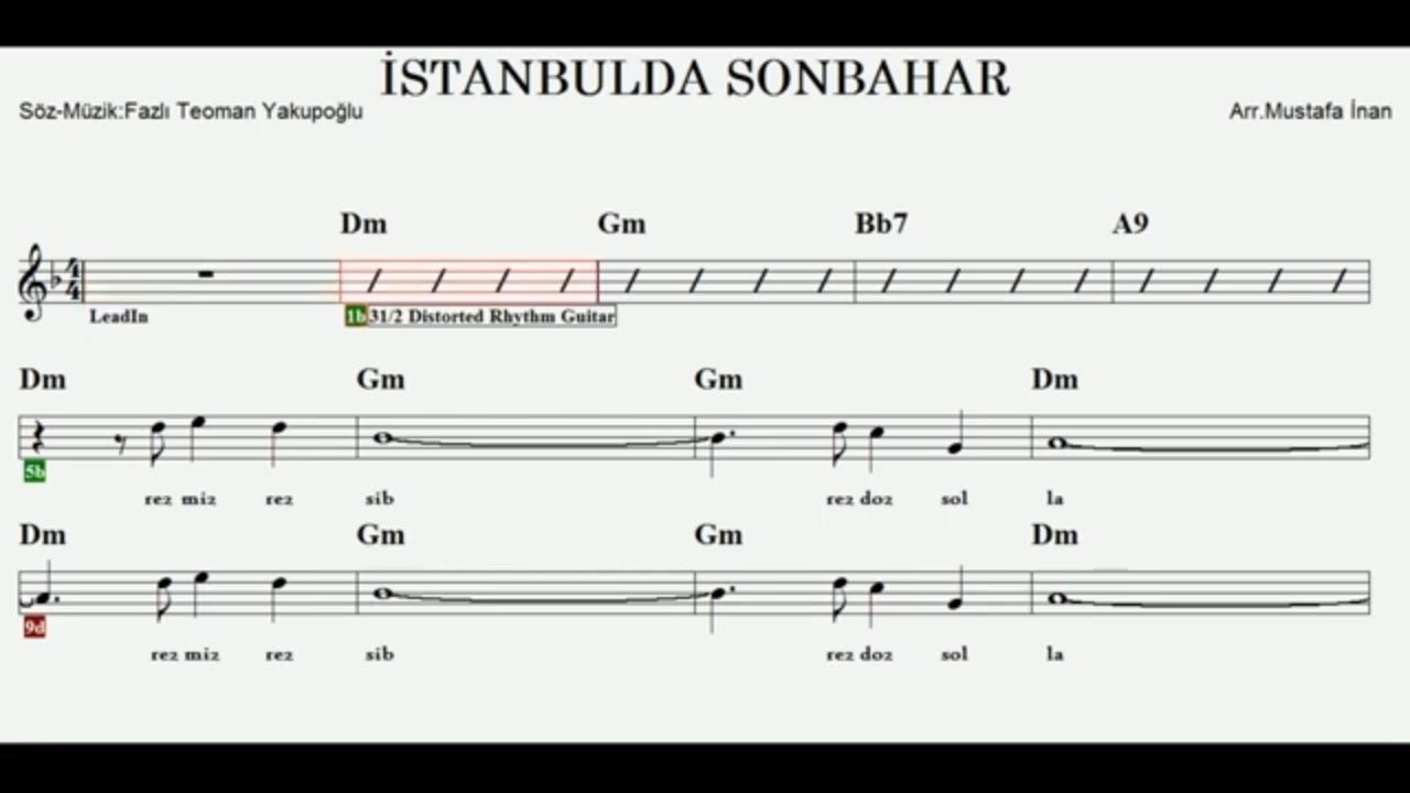 istanbulda sonbahar dm play along flute violin elect guitar melodica recorder keyboard youtube