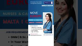 🌍Europe Work Permit Visa – Nurses & Caregivers Wanted! Apply Today! 🩺 #nursejobs #caregiver #shorts