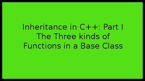 Inheritance in C++: Part I