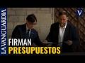 Illa y Junqueras firman el acuerdo de presupuestos en el Palau de la Generalitat