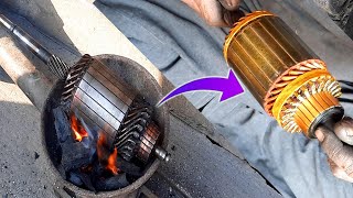 Rewinding an old Tractor starter Motor Armature | Armature Rewinding