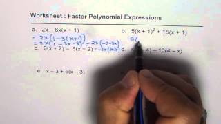 Worksheet 2 Factor Polynomial Expressions