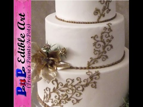 Scroll Work Wedding Cake With Royal Icing Youtube