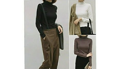 Cắt áo giữ nhiệt cổ trụ liền thân nữ dài tay