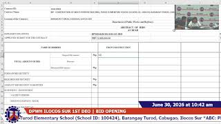 Procurement Livestream for DPWH Ilocos Sur 1st DEO on JUNE 30, 2026