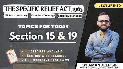 Section 15 & 19 ll Specific Relief Act ll Aman Deep Singh ll Hindi- Eng.