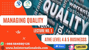 Managing Quality Lecture No. 01 ATHE Level 4 & 5 Business