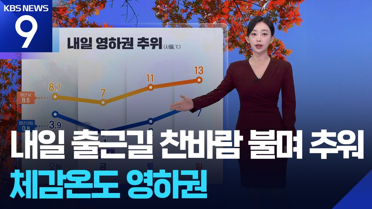 [날씨] 내일(29일) 출근길 찬바람 불며 추워…체감온도 영하권 / KBS  2025.11.27.