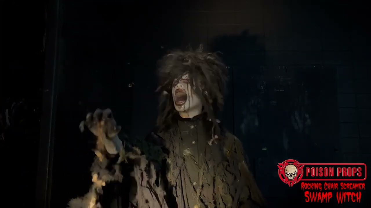 Rocking Chair Screamer Swamp Witch Halloween Animatronic by Poison Props