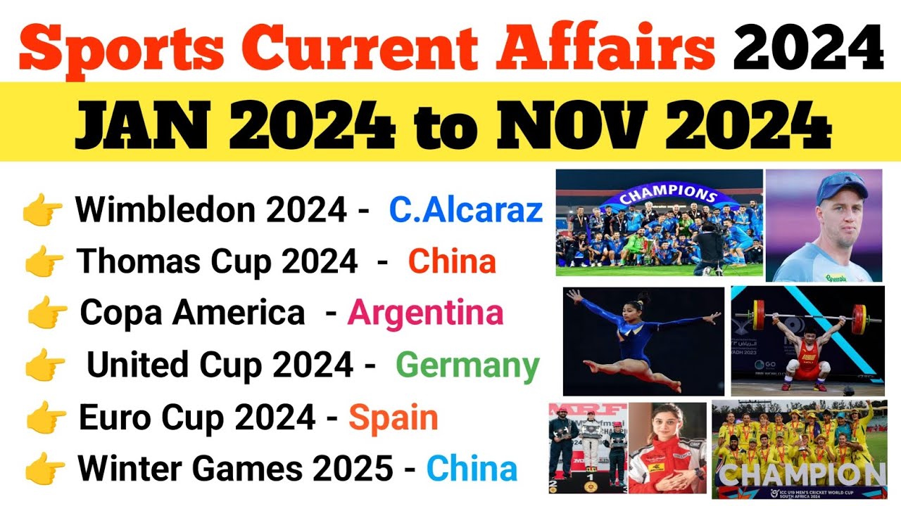 Sports Current Affairs 2024 | January To November Sports Awards 2024 ...
