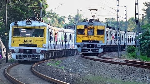 Conventional Fast Accelerating Speedy EMU Local Trains Crossing at Huge Curve | Eastern Railways