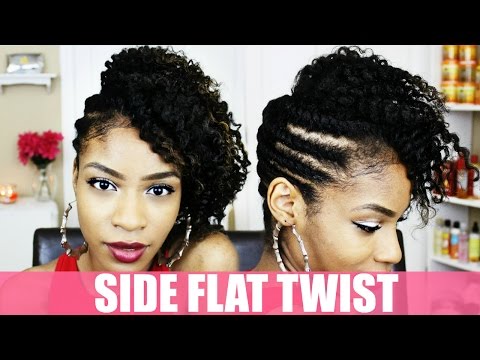 Side Flat Twist Hairstyle On Natural Hair Youtube