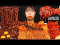 ASMR MUKBANG| 직접 만든 버섯 양념치킨 먹방 & 짜짜로니 & 레시피 BLACK BEAN NOODLES AND FRIED CHICKEN EATING