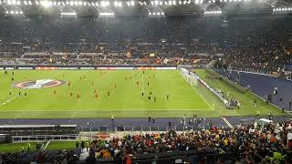 Roma Ludogorets Lingresso In Campo Dei Giallorossi Per Il Riscaldamento, Ovazione Per El Shaarawy