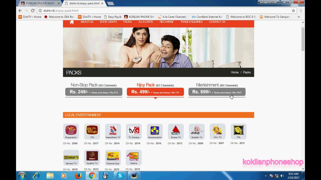 SRILANKA dish tv package and channel list