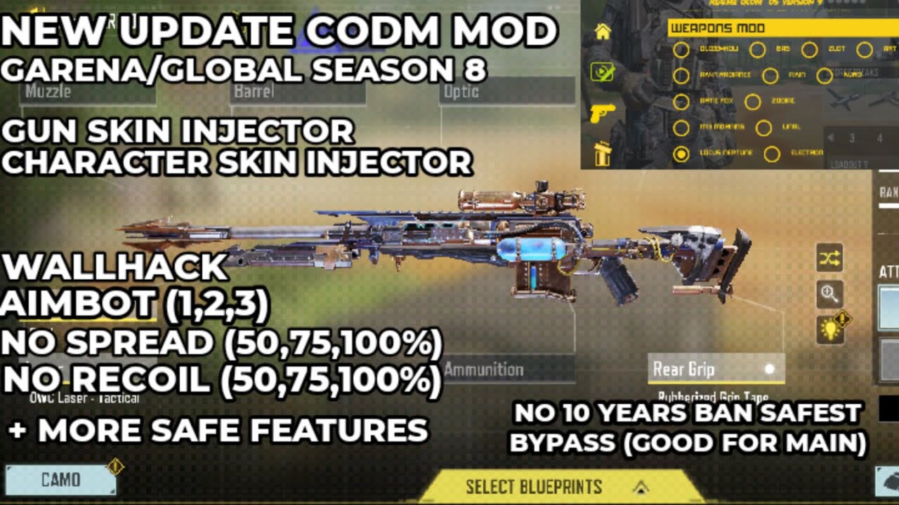NEW CODM GARENA/GLOBAL MOD / SKIN INJECTOR / SAFE MAIN / SEASON 8