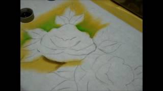 Pintura em tecido-aprenda a pintar folhas de rosa, mÃ©todo fÃ¡cil...