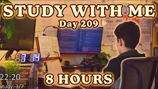 🔴LIVE 8 HOUR | Day 209 | study with me Pomodoro | No music, Rain/Thunderstorm sounds