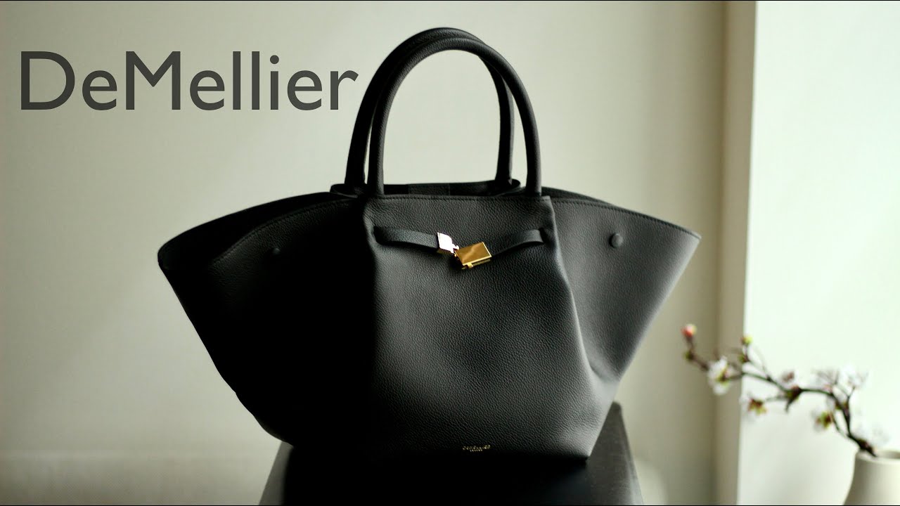 Demellier New York Leather Tote in Black Croc Effect