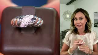 Diamonique Pave Croissant Ring, Sterling Silver on QVC