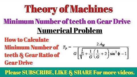 How to calculate Minimum Number of teeth of Gear Drive || How to calculate Gear Ratio || Gear Ratio