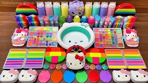 RAINBOW HELLO KITTY | Mixing random into Glossy Slime I Relaxing slime videos 1564