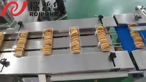 饼干自动装托盒包装 Biscuits with tray full automatic loading and Packaging Machine system.