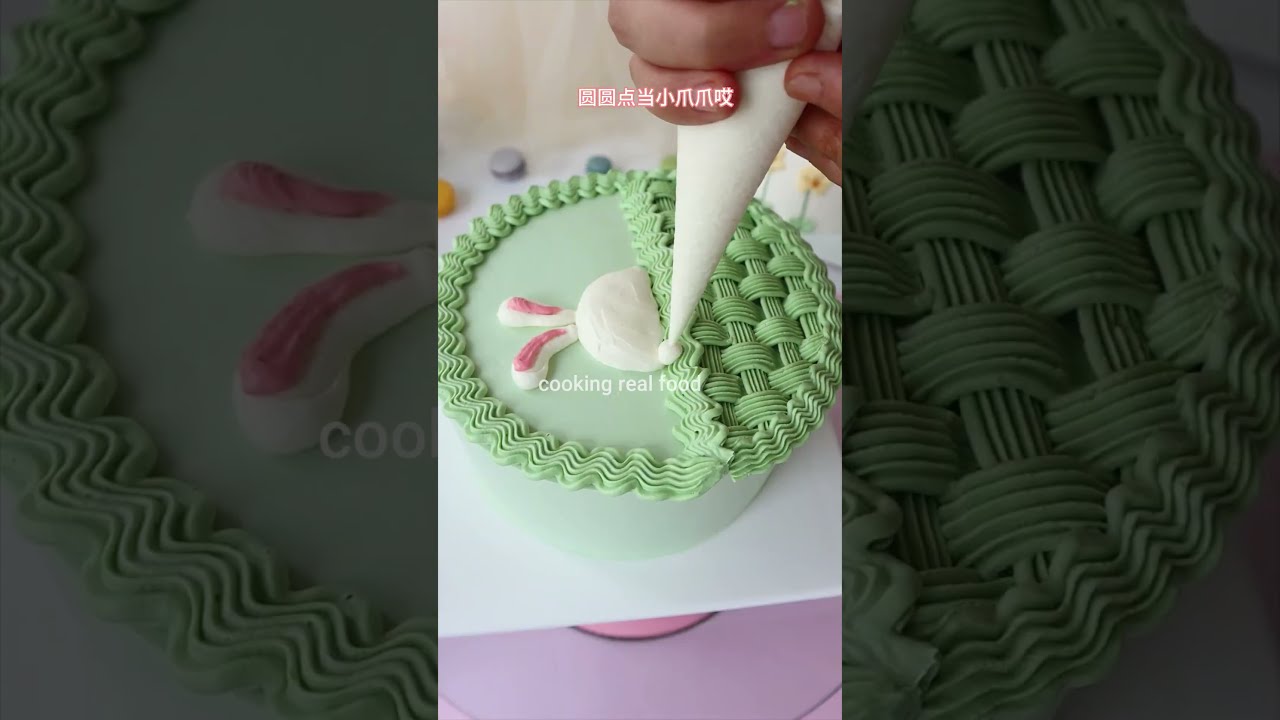 Yummy Green Basket Cake With Rabbit Face Design 2023 Cooking Real Food