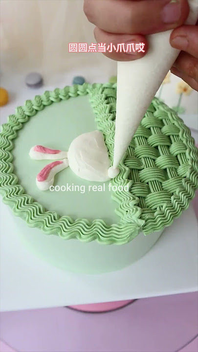 Yummy green basket cake with rabbit face cake design 2023 cake design Cooking real food
