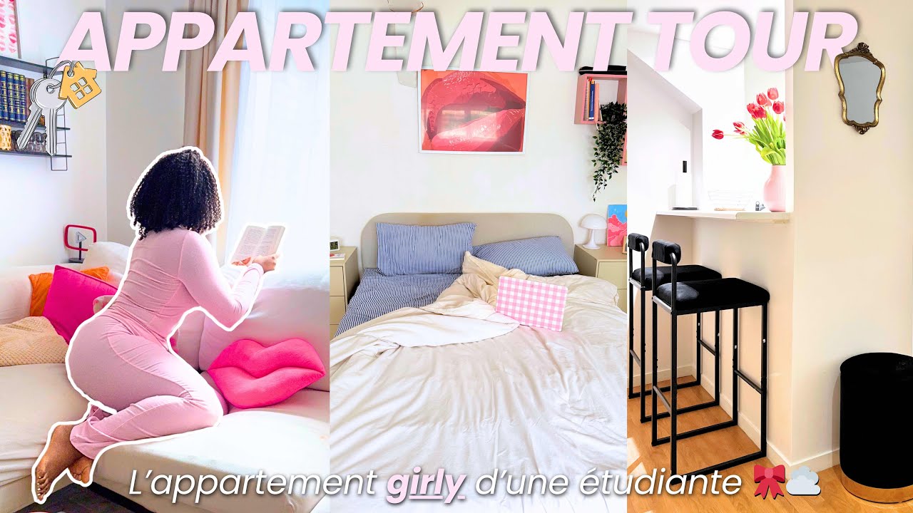 MON APPARTEMENT GIRLY 🎀☁️ Bienvenue dans mon cocon étudiant (36m2)