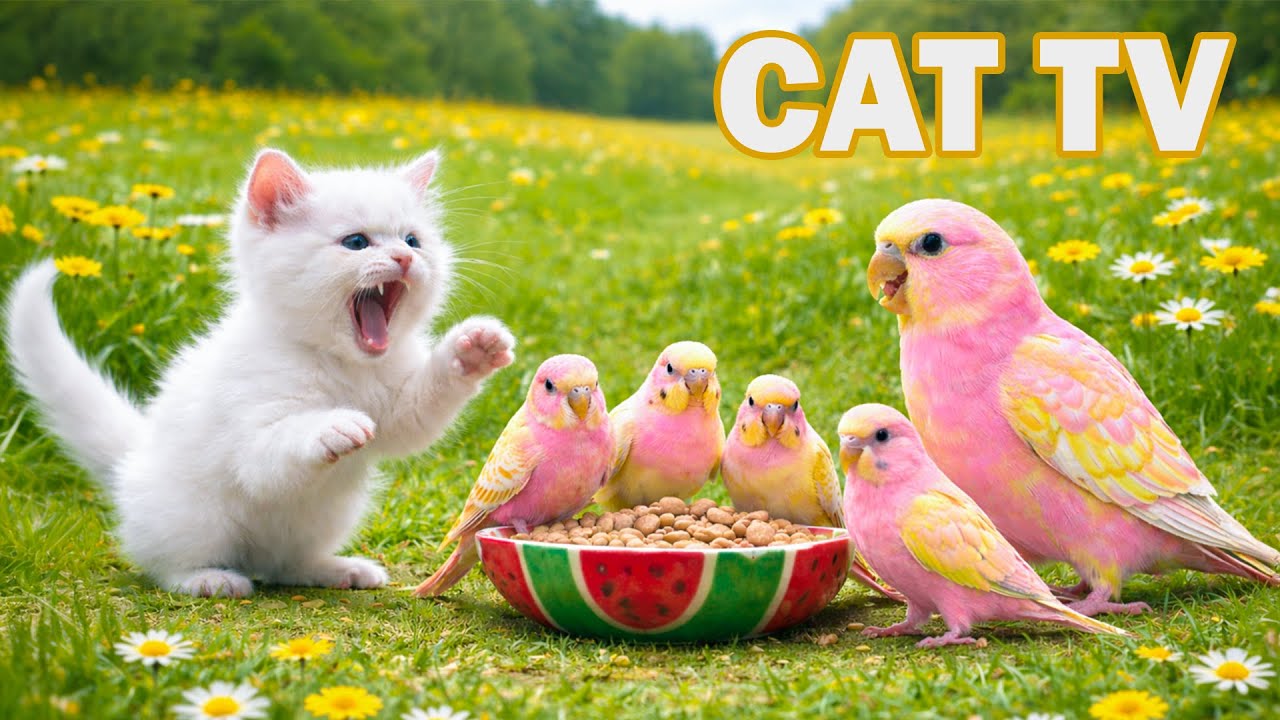 Dog TV & Cat TV 🐾Birds Scatter as a Squirrel Drops In 🐿️ | Cat Games 4K HDR