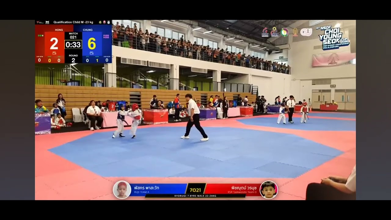 พีมไปแข่ง แมท 13th NSDF Choi Young Seok Cup 2026 รุ่น7-8ปี 22-24 ก.ก คู่แรก