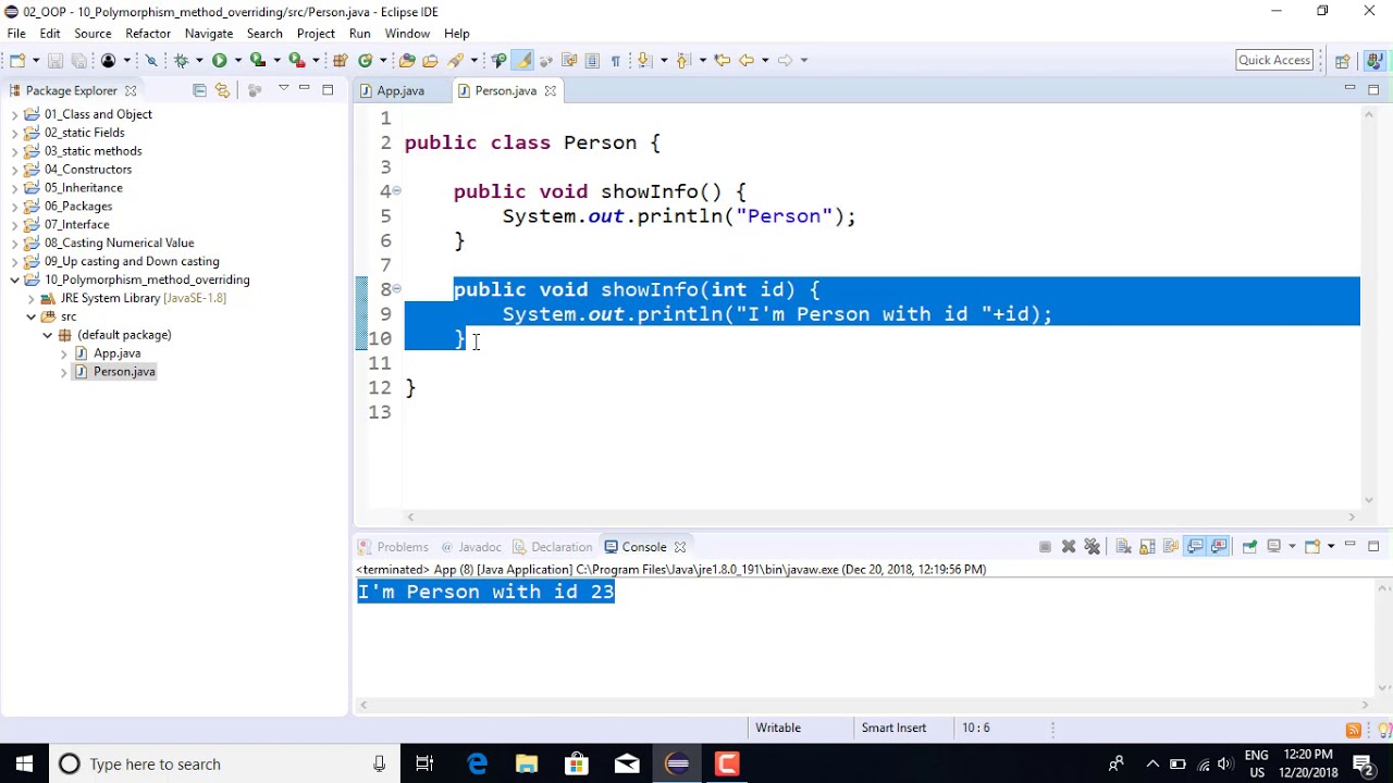 58 Polymorphism method overloading - YouTube