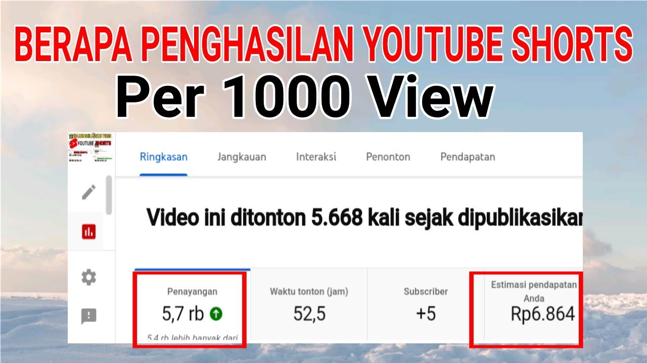 berapa penghasilan youtube shorts, per 1000 view - YouTube