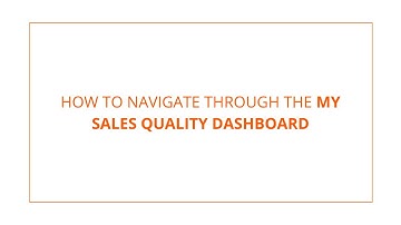 How to navigate through the My Sales Quality Dashboard
