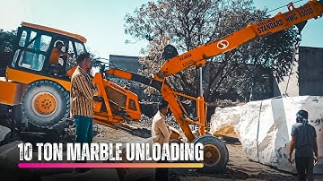 Marble Quarry Block Unloading JCB Crane Liftall