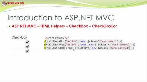 ASP.NET MVC (Lesson28) - ASP.NET MVC Với HtmlHelper CheckBox, CheckBoxFor | TRUONG MINH TUAN