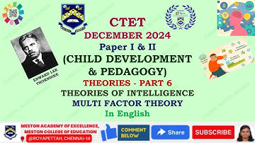 CTET CHILD DEVELOPMENT &PEDAGOGY-THEORIES OF INTELLIGENCE-THORNDIKE