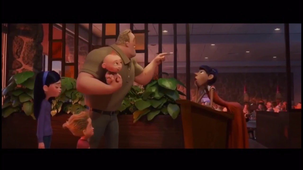 The Incredibles 2 Restaurant Scene With A Delete Scene - clipzui.com