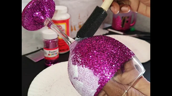 DIY HOW TO MAKE A GLITTER WINE GLASS WITH RHINESTONES - Birthday Gift Idea