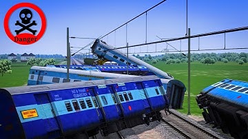 Two Trains on the Same track due to track fault - Emergency stops | BeamNG.Drive