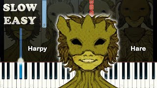 Yaelokre - Harpy Hare (BEGINNER & EASY SLOW PIANO TUTORIAL)