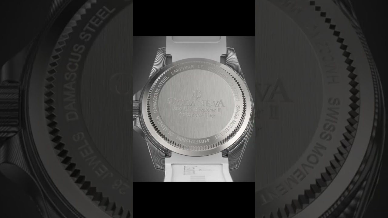 Oceavea Damascus Steel Swiss Movement Watch White 1250m 