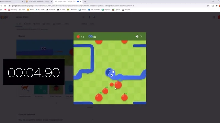 Google Snake Game 5 Multi Apple Infinity/Borderless 25 Apple Small Map World Record - 8.30s