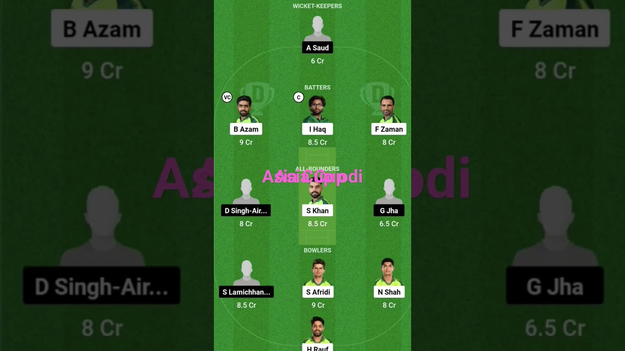 Asia Cup 1st Odi Pakistan vs Nepal dream 11 ki team 🏆🏆🏏🏆 