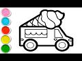 Cute ICE Cream Truck Drawing for kids, Painting & Coloring for kids, Toddlers | Let's Draw Together