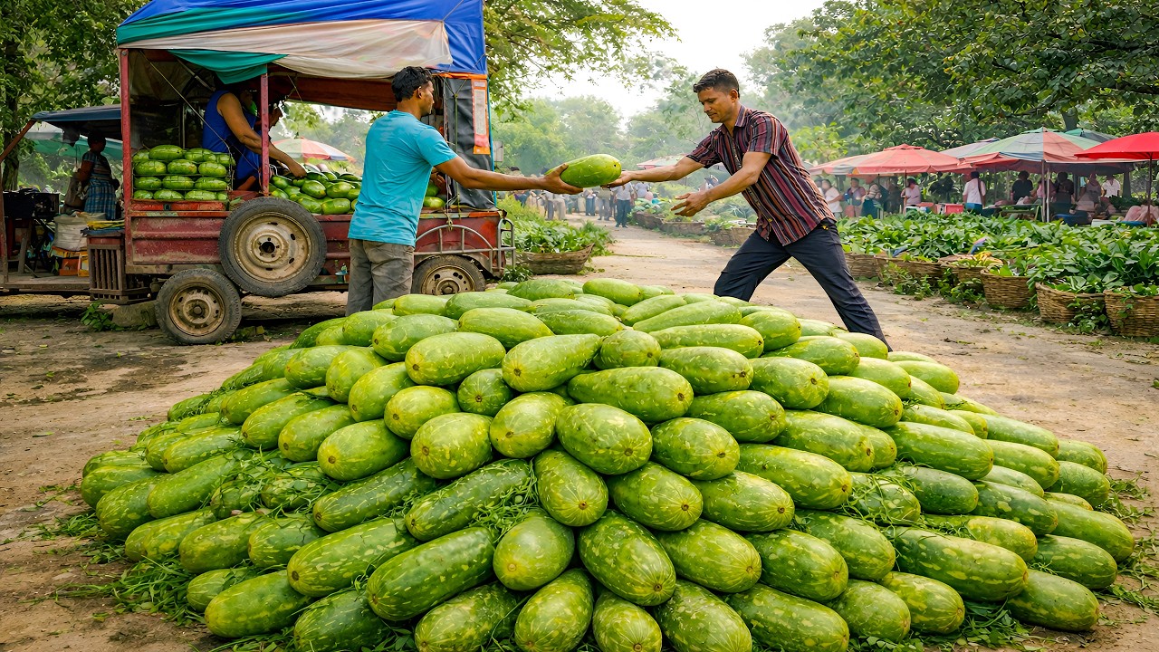 Harvesting and Selling Gourds Early in the Morning | Art Action