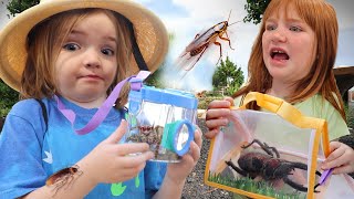 BUG CATCHiNG with NiKO and ADLEY!!  Learning about Rare Bugs found on pirate island irl &amp; in Roblox