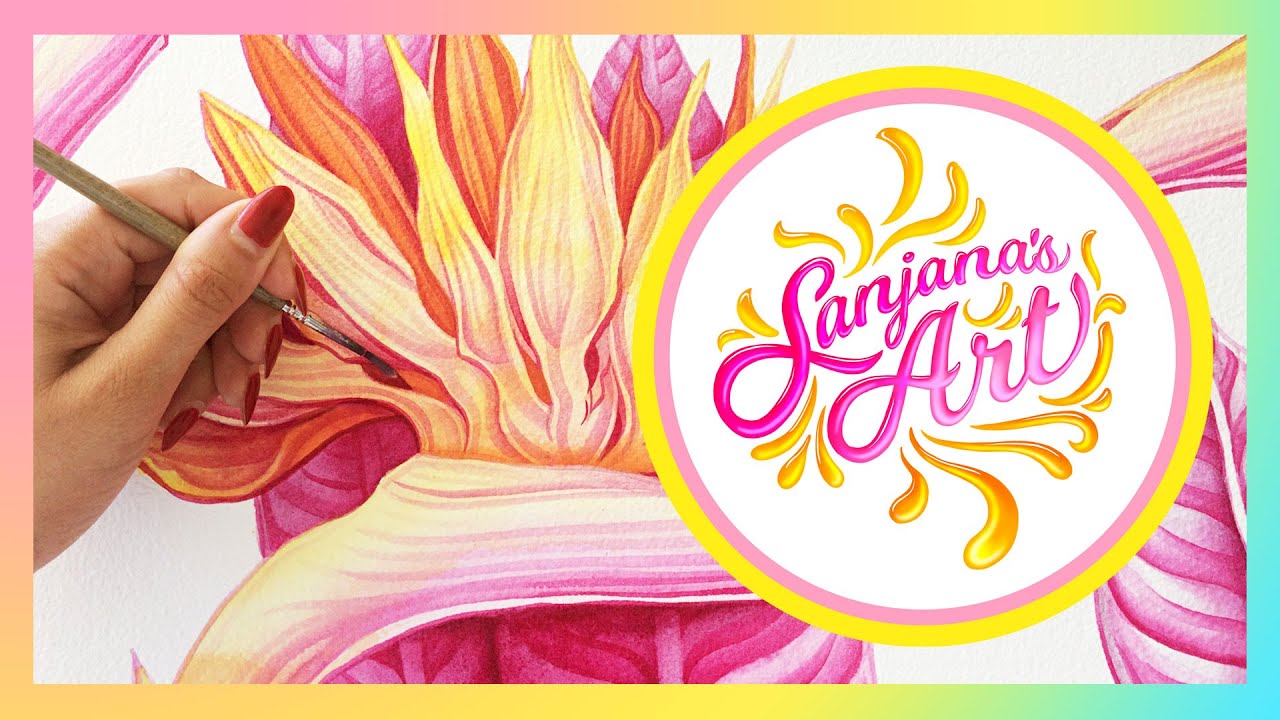 Dr. Ph. Martin's Hydrus Watercolor Painting Process Time Lapse - Bird of Paradise (Extended Version)